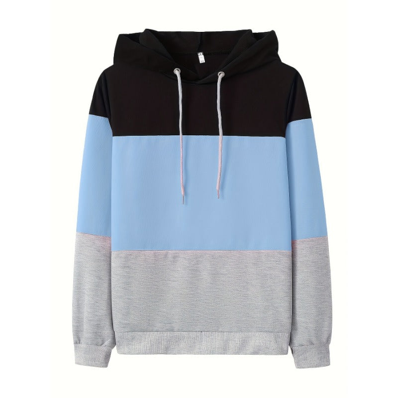 Wholesale Color Block Hooded Loose Long Sleeve Top Spring and Autumn Women's Sweatshirt Jacket